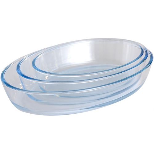  ProCook Ofenform aus Glas, ovale Auflaufformen, Set, 3-teilig