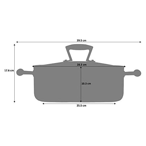  ProCook Elite Tri-Ply - niedriger Bratentopf - Edelstahl - Brater - Induktion - Schmortopf - CoolTouch Griff - mit Deckel - 28 cm - 6,2 l Volumen