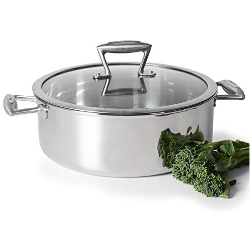  ProCook Elite Tri-Ply - niedriger Bratentopf - Edelstahl - Brater - Induktion - Schmortopf - CoolTouch Griff - mit Deckel - 28 cm - 6,2 l Volumen