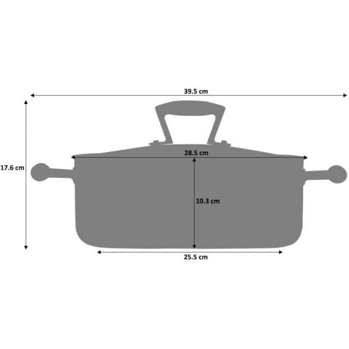  ProCook Elite Tri-Ply - niedriger Bratentopf - Edelstahl - Brater - Induktion - Schmortopf - CoolTouch Griff - mit Deckel - 28 cm - 6,2 l Volumen