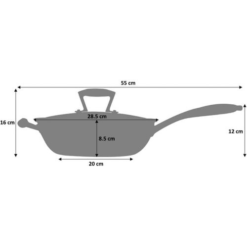  ProCook Elite Tri-Ply Wok - 28 cm - mit Deckel - mit Antihaftbeschichtung - Wokpfanne - Edelstahl - Induktion - mit gehartetem Glasdeckel und hitzebestandigem Griff - beschichteter