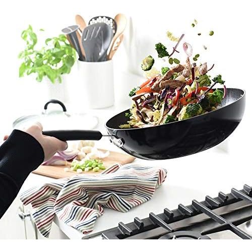  ProCook Gourmet Non-Stick Wok - mit Deckel - Induktion - 28 cm - Wokpfanne - mit Antihaftbeschichtung - Stay-Cool Silikongriff