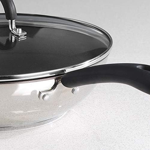  ProCook Gourmet Steel Wok - Wok mit Deckel - 28 cm - Induktion - Edelstahl Wok - mit Antihaftbeschichtung - Stay-Cool-Griffe