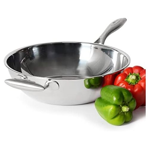  ProCook Elite Tri-Ply - Wok - Edelstahl Wok - Induktion - mit - CoolTouch Griff - Wokpfanne - unbeschichtet - 28 cm