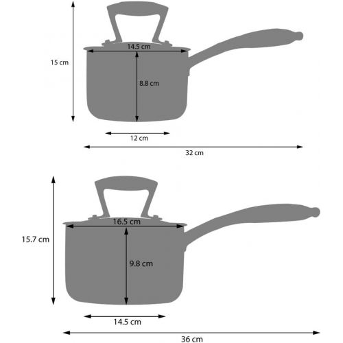  ProCook Elite Tri-Ply - Stielkasserollen Set - Edelstahl Kochtopf - Induktion - CoolTouch Griffe - Topfset - Induktionskochtoepfe - 4-teilig