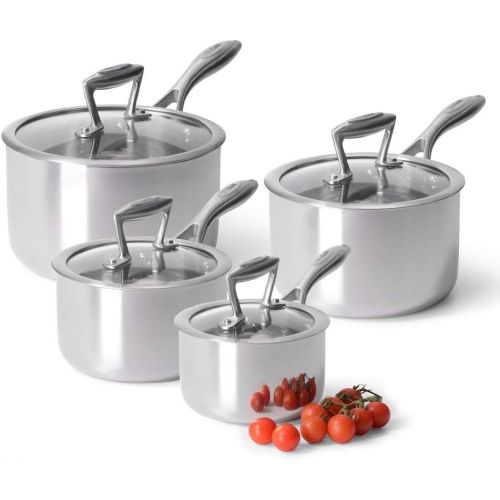  ProCook Elite Tri-Ply - Stielkasserollen Set - Edelstahl Kochtopf - Induktion - CoolTouch Griffe - Topfset - Induktionskochtoepfe - 4-teilig