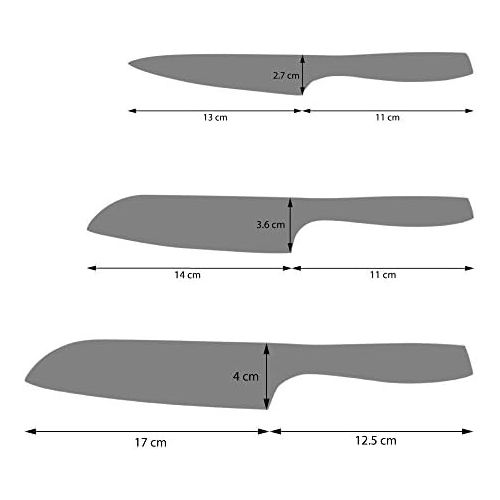  ProCook Professional X50 Messerset, 3-teilig, Universalmesser und Santokus