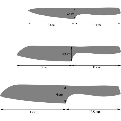  ProCook Professional X50 Messerset, 3-teilig, Universalmesser und Santokus