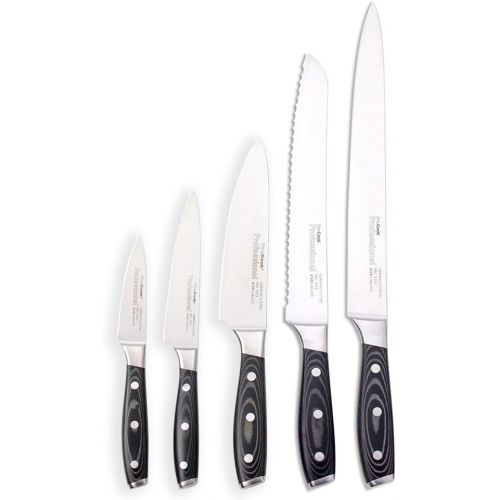  ProCook Professional X50 - Messerset - 5-teilig - mit Messerblock aus Glas & Eiche - Profimesser - deutscher Edelstahl - Set 5- teilig