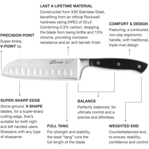  ProCook Gourmet X30 Santoku Messerset - 2er Set - Japanisches Messerset - Kuechenmesser