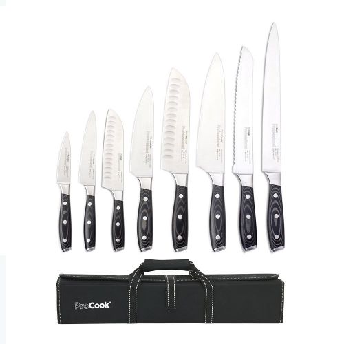  ProCook Professional X50 | Messerset | 8-teilig | mit Messer-Rolltasche Textil | Aufbewahrungstasche