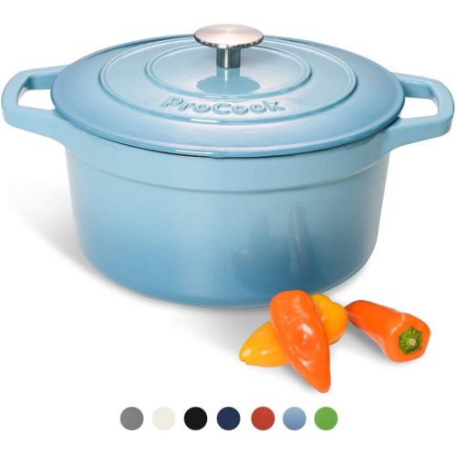  ProCook - Bratentopf aus Gusseisen - induktionsgeeignet - emailliert - Brater - Schmortopf - 24 cm Ø - 4,7 l Volumen - rund -