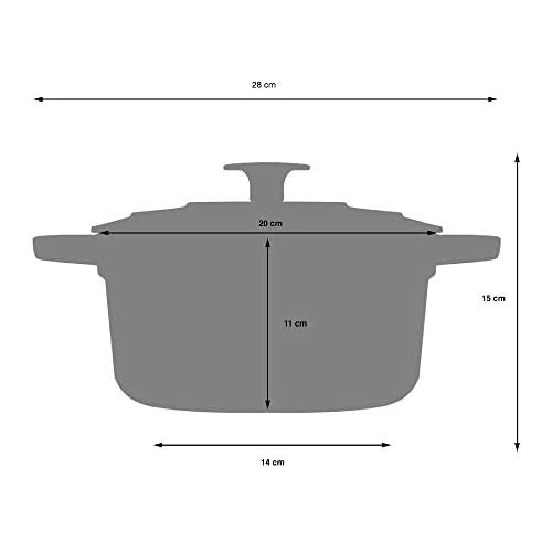  ProCook - Bratentopf aus Gusseisen - induktionsgeeignet - emailliert - Brater - Schmortopf - 20 cm Ø - 2,7 l Volumen - rund -