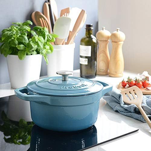  ProCook - Bratentopf aus Gusseisen - induktionsgeeignet - emailliert - Brater - Schmortopf - 20 cm Ø - 2,7 l Volumen - rund -