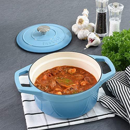  ProCook - Bratentopf aus Gusseisen - induktionsgeeignet - emailliert - Brater - Schmortopf - 20 cm Ø - 2,7 l Volumen - rund -