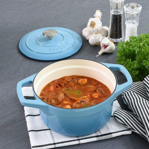  ProCook - Bratentopf aus Gusseisen - induktionsgeeignet - emailliert - Brater - Schmortopf - 20 cm Ø - 2,7 l Volumen - rund -