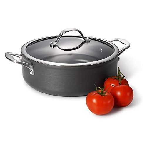  ProCook Professional Anodised - Bratentopf mit Deckel - mit Antihaftbeschichtung - Induktion - Brater - Cooltouch Griffe - Schmortopf - 24 cm - 3,4 l