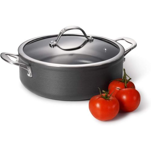  ProCook Professional Anodised - Bratentopf mit Deckel - mit Antihaftbeschichtung - Induktion - Brater - Cooltouch Griffe - Schmortopf - 24 cm - 3,4 l