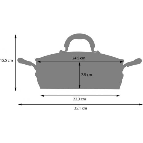  ProCook Gourmet Steel niedriger Bratentopf - mit Glasdeckel - Induktion - Edelstahl Brater - Stay-Cool Silikongriff - Schmortopf - Schmorpfanne - 24 cm - 3,2 l