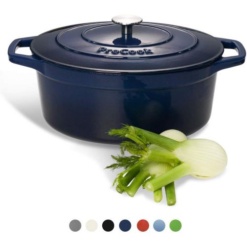  ProCook - Bratentopf aus Gusseisen - induktionsgeeignet - emailliert - Brater - Schmortopf - 30 cm Ø - 6,2 l Volumen - oval -