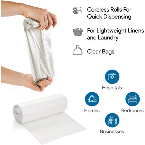  ProCure 7-10 Gallon Clear Garbage Can Liners, 100 Count - Small - Medium Trash Can Liners - High Density, Thin, Lightweight, 8 Microns - For Office, Home, Hospital Wastebaskets - 2 Coreles