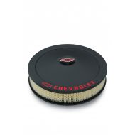 ProForm Proform 141-752 Black Crinkle 14 Diameter Air Cleaner Kit with Red Chevrolet/Bowtie Logo and 3 Paper Filter