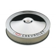 ProForm Proform 141-906 Chrome 14 Diameter Air Cleaner Kit with Black Chevrolet/Red Bowtie Logo and 3 Paper Filter