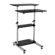 ProHT Mobile Height Adjustable Sit-Stand Desk Cart (05467AA),Ergonomic Stand Up Laptop Desk Rolling Computer Cart/Presentation Cart with 4 Platforms, Max.Load Capacity 88lbs,CARB C