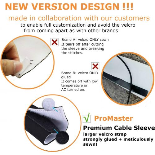  [아마존베스트]ProMaster Premium 63 Cable Management Sleeves with Free Cable Clips - Best Flexible Cords Organizer for TV Computer Office Home Theater, Adjustable Length, Reversible Black/White [new2019]