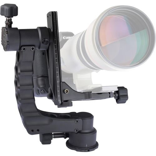  Gimbal Head For Telephoto Lenses By ProMediaGear: Camera Accessory For Outdoor And Wildlife Photography, CNC Precision Machined Parts, Smooth Panning, Lightweight Aluminum, Scratch