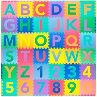 ProSource Kids Foam Puzzle Floor Play Mat with Shapes & Colors 36 Tiles, 12