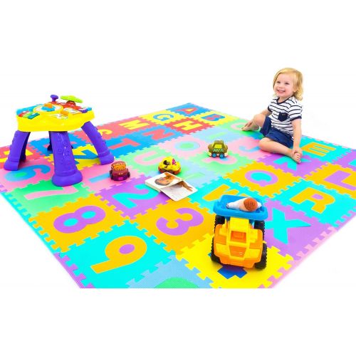  [아마존베스트]ProSource Kids Foam Puzzle Floor Play Mat with Shapes & Colors or Numbers & Alphabets, 36 Tiles, 12x12 and 24 Borders