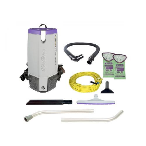  ProTeam 107303 10 Quart Super Coach Pro Backpack Vacuum with Xover Multi-Surface Telescoping Wand Tool Kit