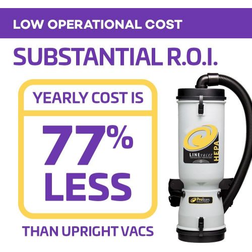  ProTeam Commercial Backpack Vacuum Cleaner, LineVacer HEPA Vacuum Backpack with High Filtration Tool Kit, 10 Quart, Corded