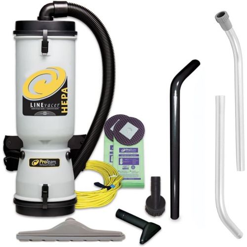  ProTeam Commercial Backpack Vacuum Cleaner, LineVacer HEPA Vacuum Backpack with High Filtration Tool Kit, 10 Quart, Corded