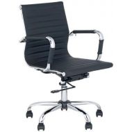 ProUSA Office Supply Mid-Back Leather adjustable Rotating Office Chair Computer Rooms Black