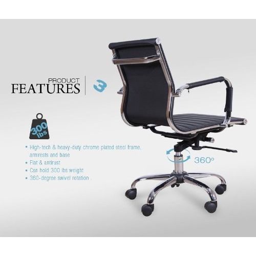  ProUSA Office Supply Mid-Back Leather adjustable Rotating Office Chair Computer Rooms Black