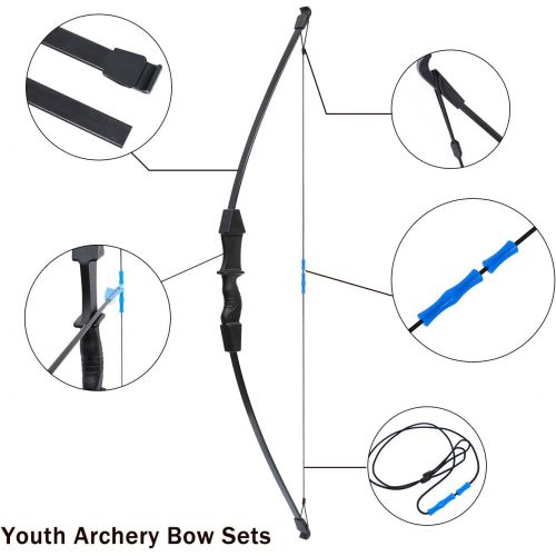  Procener 45 Bow and Arrow Set for Kids Archery Beginner Gift Recurve Bow Kit with 9 Arrows 2 Target Face 18 Lb for Teen Outdoor Sports Game Hunting Toy