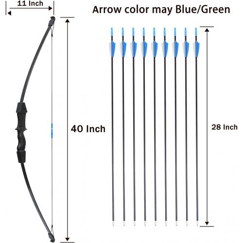  Procener 45 Bow and Arrow Set for Kids Archery Beginner Gift Recurve Bow Kit with 9 Arrows 2 Target Face 18 Lb for Teen Outdoor Sports Game Hunting Toy
