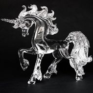 Prochaska Gallery Unicorn Figurine of Hand Blown Glass Crystal Sculpture Prancing