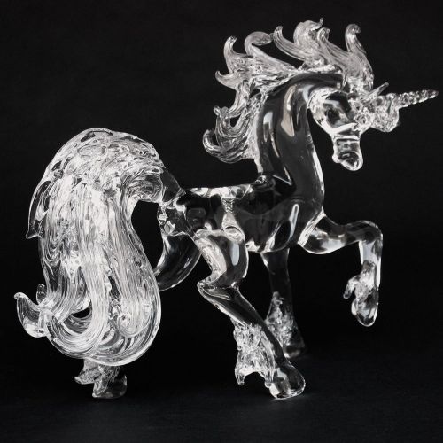  Prochaska Gallery Unicorn Figurine of Hand Blown Glass Crystal Sculpture Prancing