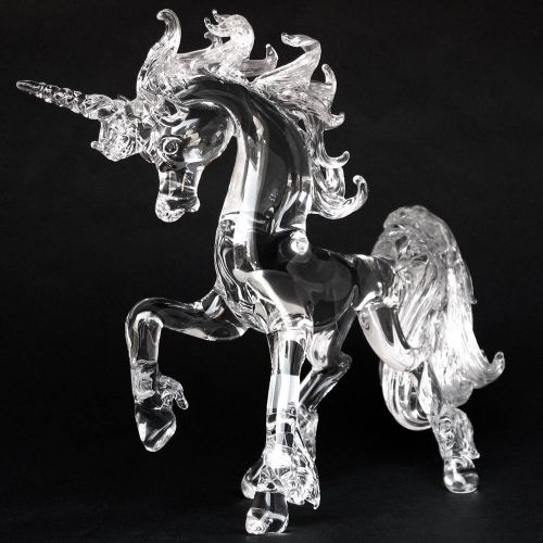  Prochaska Gallery Unicorn Figurine of Hand Blown Glass Crystal Sculpture Prancing