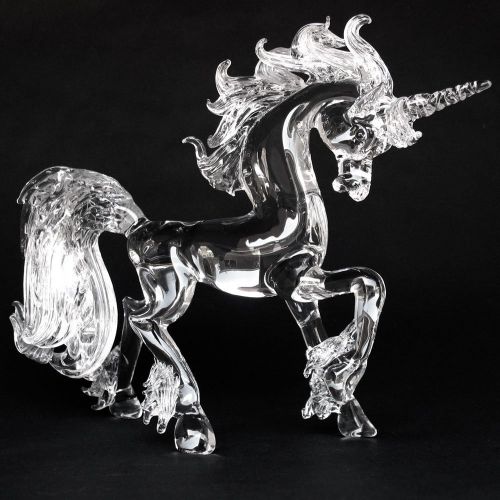  Prochaska Gallery Unicorn Figurine of Hand Blown Glass Crystal Sculpture Prancing