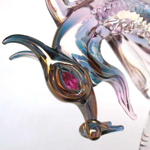  Prochaska Gallery Dragon Figurine of Hand Blown Glass Winged Flying