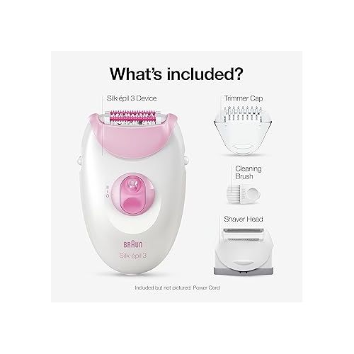  Braun Epilator Silk-epil 3 3-270, Hair Removal Device, Epilator for Women, Shaver & Trimmer, Hair Removal