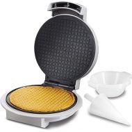 Proctor Silex Waffle Cone and Ice Cream Bowl Maker with Browning Control, Shaper Roller and Cup Press, 7.5” Nonstick Plates, White (26410)