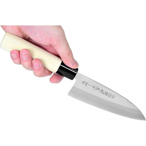  Product of Gifu Japan Seki Japan TSUBAZO Japanese Sushi Chef Knife, Stainless Steel Sashimi Deba Knife, Shiraki Handle, 150 mm (5.9 in)