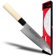 Product of gifu japan Seki Japan MASAMUNE, Japanese Utility Chef Kitchen Knife, Nashiji Stain Finish Stainless Steel Santoku Knife, Shiraki Handle, 6.7 inch (170mm)