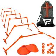 Profect Sports Pro Adjustable Hurdles and Cone Set  6 Agility Hurdles (6, 9 or 12 Height) with 12 Disc Cones for Soccer, Sports, Plyometric Speed Training  Includes Carry Bag & 2 Agility Drills
