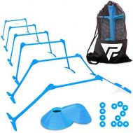 Profect Sports Pro Adjustable Hurdles and Cone Set ? 6 Agility Hurdles (6, 9 or 12 inch) with 12 Cones for Athletes, Soccer, Kids, Sports, Track and Field Speed Training Equipment ? Includes Mesh